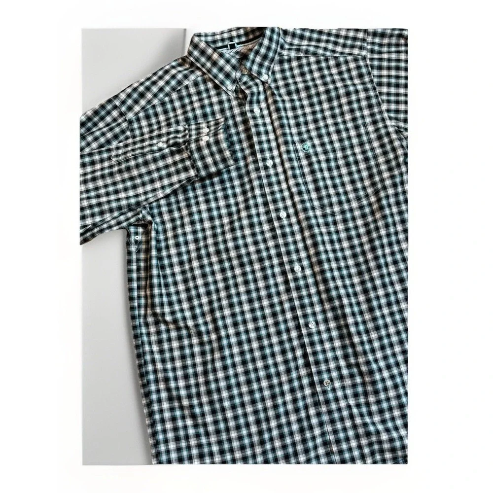 Ariat Pro Series Button Down Shirt Long Sleeve Plaid Cowboy Western Wear Mens M - Picture 1 of 11